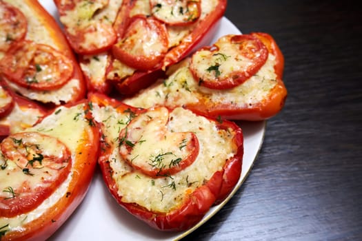 Stuffed bell peppers on a plate close-up