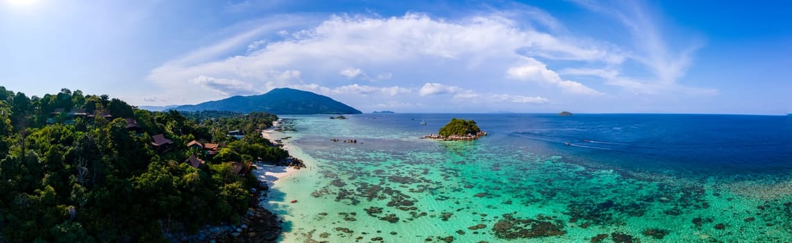 Koh Lipe Island Southern Thailand with turqouse colored ocean and white sandy beach at Ko Lipe.