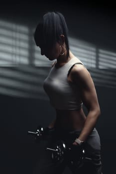 beautiful cute sports girl, fitness model, gym trainer, brutal, muscular athletic, bodybuilding lady sexy working out training pumping up muscles gaining weight and poses. healthy lifestyle