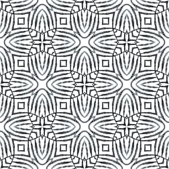 Textile ready uncommon print, swimwear fabric, wallpaper, wrapping. Black and white unique boho chic summer design. Mosaic seamless pattern. Hand drawn green mosaic seamless border.