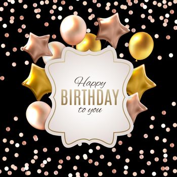 Color Glossy Happy Birthday Balloons Banner Background Vector Illustration EPS10