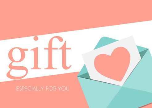 Gift Poster Template with Envelope with Heart Symbol. Vector illustration EPS10
