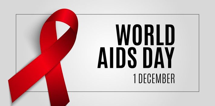 December 1 World AIDS Day Background. Red Ribbon Sign. Vector Illustration EPS10