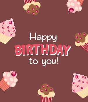 Happy Birthday Card Baner Background with Cake. Vector Illustration EPS10