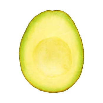 Half of avocado isolated on a white background. Stock photography.