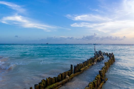 View of the pier at the sea at dawn