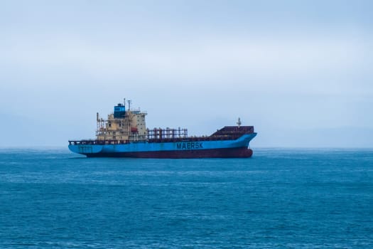 Maersk container ship in the Adriatic sea, April 2023, Napoli, Italy