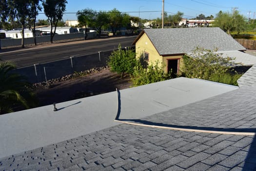 View from my Roof, Air Conditioner Condensate Line and Street. High quality photo