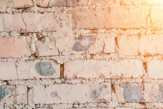 Old brick wall for background. Orange brik wall, under construction. Architecture textures