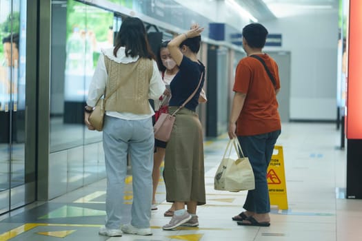 People activities in the MRT Train Platform in Jakarta, Indonesia. April 20, 2023. Street Photography. People Photography.