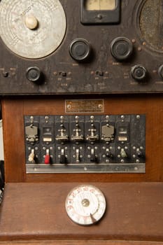 Historic Wooden telephone switchboard from the 1950s. High quality photo