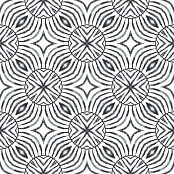 Medallion seamless pattern. Black and white precious boho chic summer design. Watercolor medallion seamless border. Textile ready graceful print, swimwear fabric, wallpaper, wrapping.