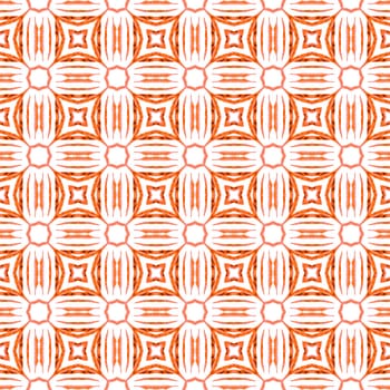 Textile ready incredible print, swimwear fabric, wallpaper, wrapping. Orange surprising boho chic summer design. Striped hand drawn design. Repeating striped hand drawn border.