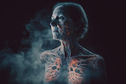 Oncology. Cancer cells. Chemotherapy. Portrait patient feels optimistic, supports sick people, volunteers. Faith in the future. Fighting to win. Treatment and recovery. .