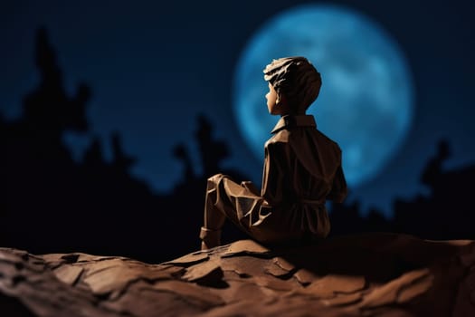 The Little Prince. Antoine Marie Roger de Saint Exupery. A timeless classic, a book, a story, for children and adults. Creative reproduction, young man, hero pilot.