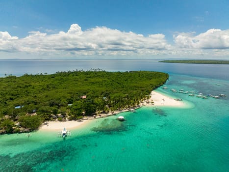 Beautiful sea landscape beach with turquoise water. Virgin Island, Philippines.