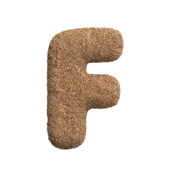 Sand letter F - Capital 3d beach font isolated on white background. This alphabet is perfect for creative illustrations related but not limited to Holidays, travel, ocean...