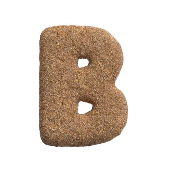 Sand letter B - large 3d beach font isolated on white background. This alphabet is perfect for creative illustrations related but not limited to Holidays, travel, ocean...