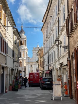 Italy, Ancona, Loreto - April 2023 Medieval village scenes