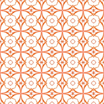 Textile ready wondrous print, swimwear fabric, wallpaper, wrapping. Orange incredible boho chic summer design. Tiled watercolor background. Hand painted tiled watercolor border.