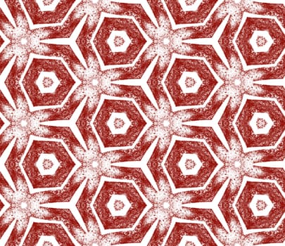 Striped hand drawn pattern. Maroon symmetrical kaleidoscope background. Repeating striped hand drawn tile. Textile ready glamorous print, swimwear fabric, wallpaper, wrapping.