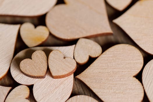 Many wooden colorless hearts background for Valentine day celebration design