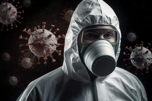 Virus, non-cellular infectious agent, bacteria resposible influenza dangerous flu strain pandemic. Microscope. corona virus disease Viruses in infected organism , viral disease epidemic.