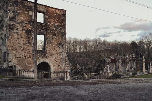 Destroyed building during World War 2 in Oradour sur Glane France