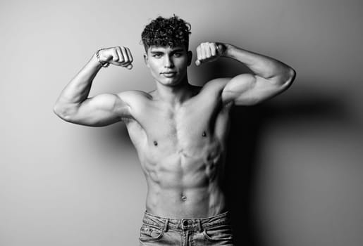 man black and white arm studio torso beauty muscular trendy black person model body bicep athlete caucasian beautiful