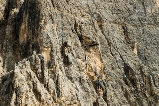 High mountain rocky cliffs in Alpine mountains.
