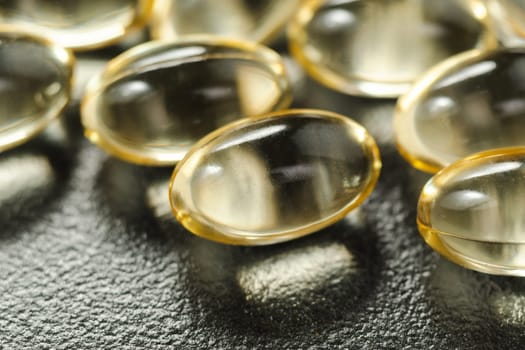 Gel capsules macro. Nutritional Supplements, Vitamins. Omega 3, multivitamins, Calcium antibiotics Health Immunity