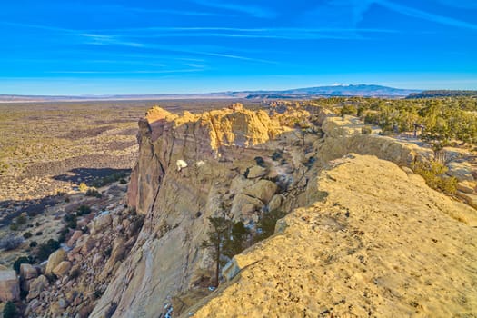 Sandstone cliffs at El Mapais National Monument, New Mexico.