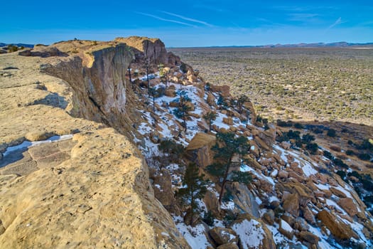 Sandstone cliffs at El Mapais Notional Monument, New Mexico.