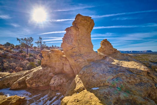 Sandstone formations at El Mapais National Monument, New Mexico.