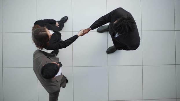 Handshake, collaboration and partnership agreement from sales business team
