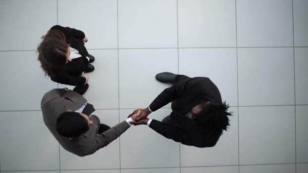 Handshake, collaboration and partnership agreement from sales business team