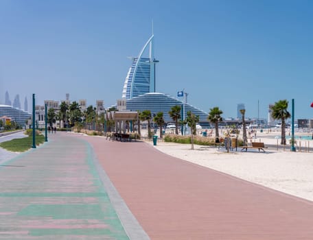 Jogging sign for the green Zero Point running track at Kite Beach in Dubai UAE