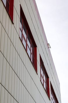Windows on the wall of the building close up