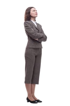 in full growth.business woman in a pantsuit . isolated on a white background.