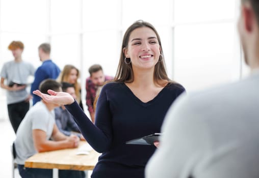 group of office employees in the workplace. office workdays