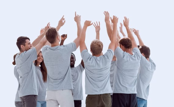 group of diverse young people showing their unity. photo with copy space