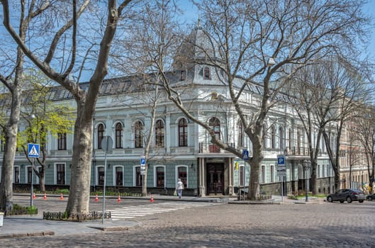 Odessa, Ukraine 15.04.2023. Historical building on the Pushkinskaya street in Odessa, Ukraine, on a sunny spring day