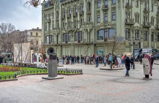 Odessa, Ukraine 15.04.2023. Easter theatrical show in historical center of Odessa, Ukraine, on a sunny spring day