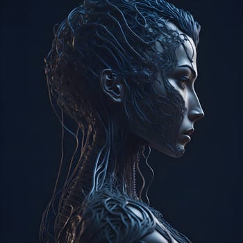 portrait of a cybernetic woman endowed with artificial intelligence.-