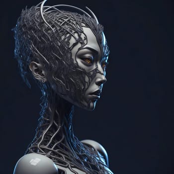 portrait of a cybernetic woman endowed with artificial intelligence.-