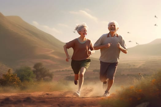 Old people healthy lifestyles, Gym, Fitness, doing sport, Elderly, people hiking and happy fitness , relax trekking together. Health, wellness , sport active lifestyle motivation with cardio