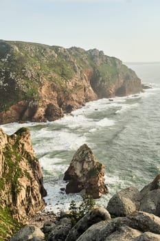 Landscape view of Cabo da Roca in Portugal. Westernmost part of Europe. High quality photo