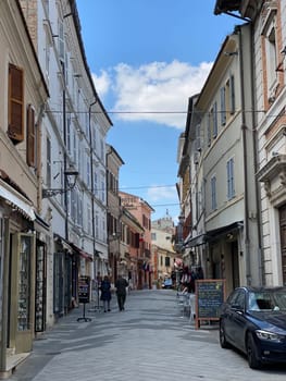 Italy, Ancona, Loreto - April 2023 Medieval village scenes