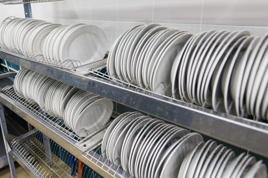 Restaurant kitchen equipment for preparing food, meal, plates, details.