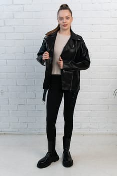 casual clothing isolated leather jacket style zipper clothes black fashion design white background